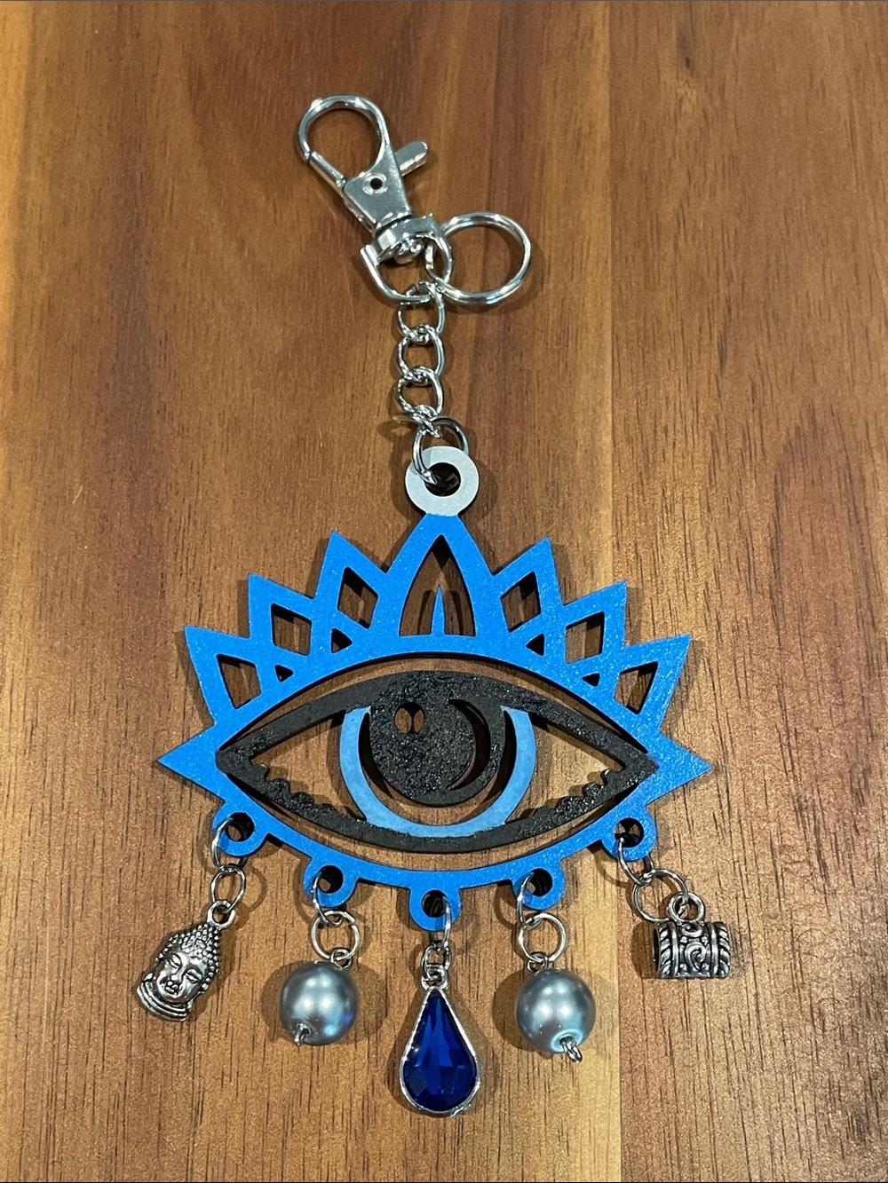 Handmade Evil Eye Bag Charm Keychains with Dangles
